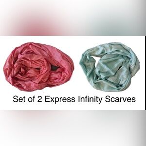 Express Vibrant Metallic Shimmer Coral and Aqua Infinity Scarves